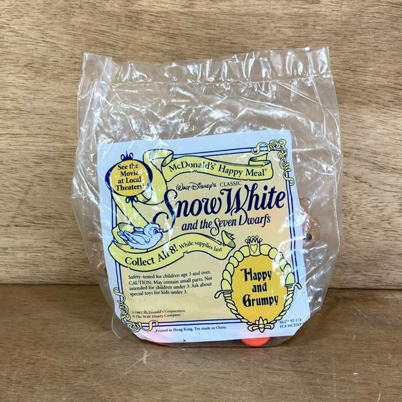 Vintage 1992 McDonalds Happy Meal Toy Disney Snow White Happy Grumpy Brand New - Picture 3 of 5
